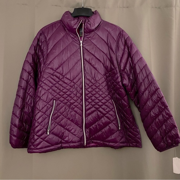 TEK GEAR Plum Lightweight Quilted Puffer Jacket Size 2X NWT - Picture 3 of 13